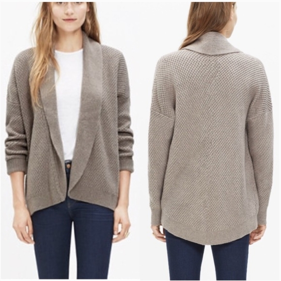 Madewell Sweaters - Madewell Women's Cocoon Cardigan Sweater Taupe Waffle Knit Size Large